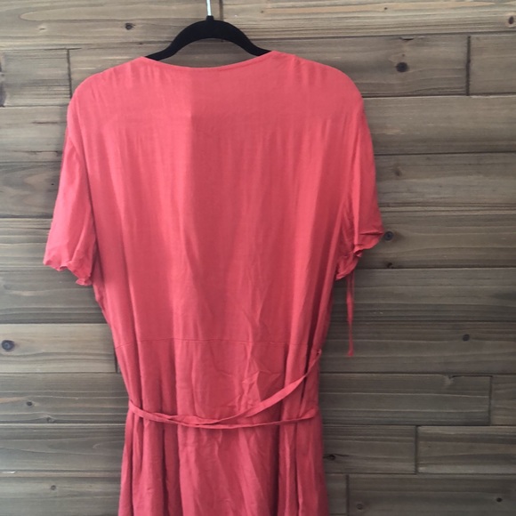 NWT City Chic Palm Love Wrap Split Sleeve Maxi Dress in Tangerine Orange Size 18 - Picture 6 of 7